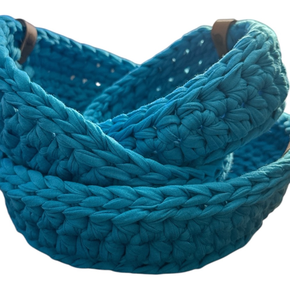 Handmade Blue Crochet nesting baskets